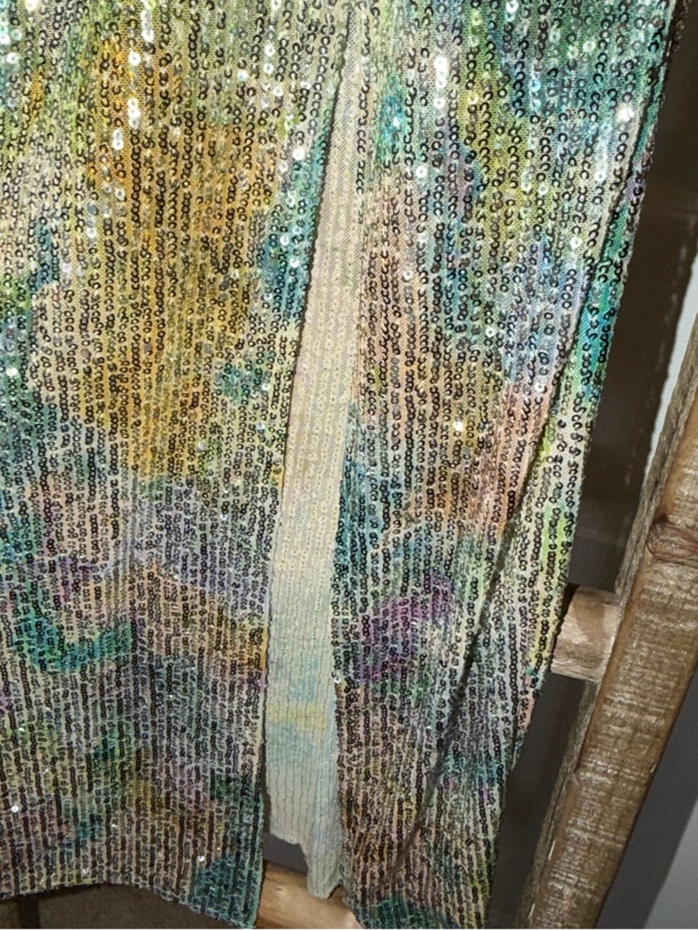 Zara Iridescent Sequin Skirt in Silver and Holographic Tones - Picture 5 of 6